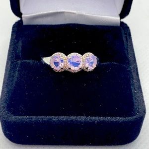 Pink moonstone & white topaz ring size 10